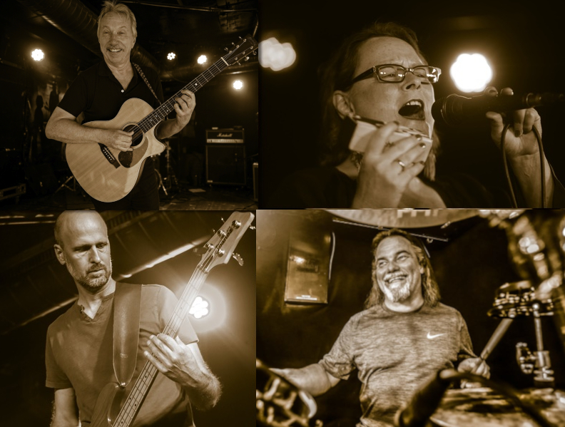 Fourtaste Bandmitglieder in Aktion: Jule Hill, Immo, Andi & Gerald